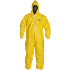 Dupont QC127S Tychem Fabric Protective Coverall with Hood Disposable Elastic Cuff